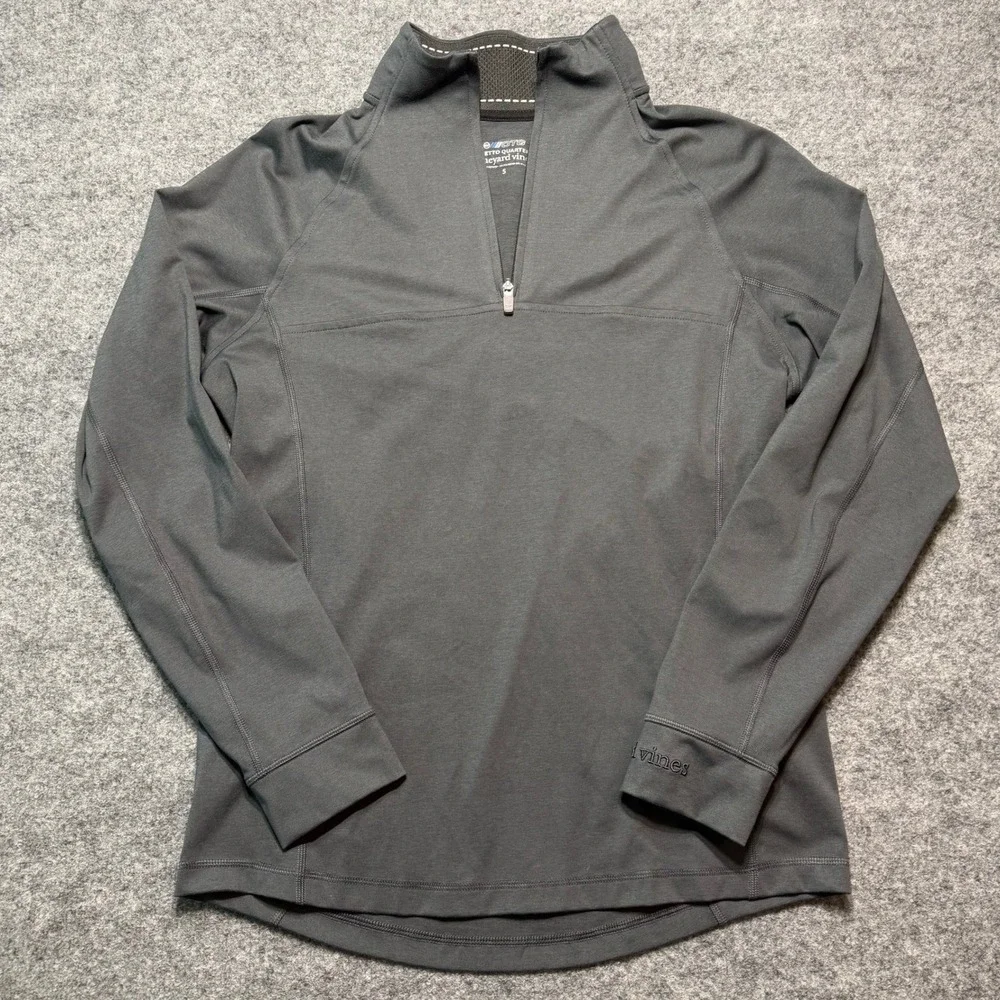 VINEYARD VINES Mens Palmetto Quarter Zip OTG Performance Pullover Grey Small